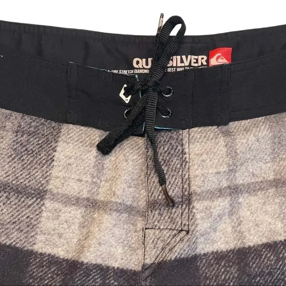 Quicksilver Men's Black Grey Hybrid Swim Board Shorts Size Large 1393